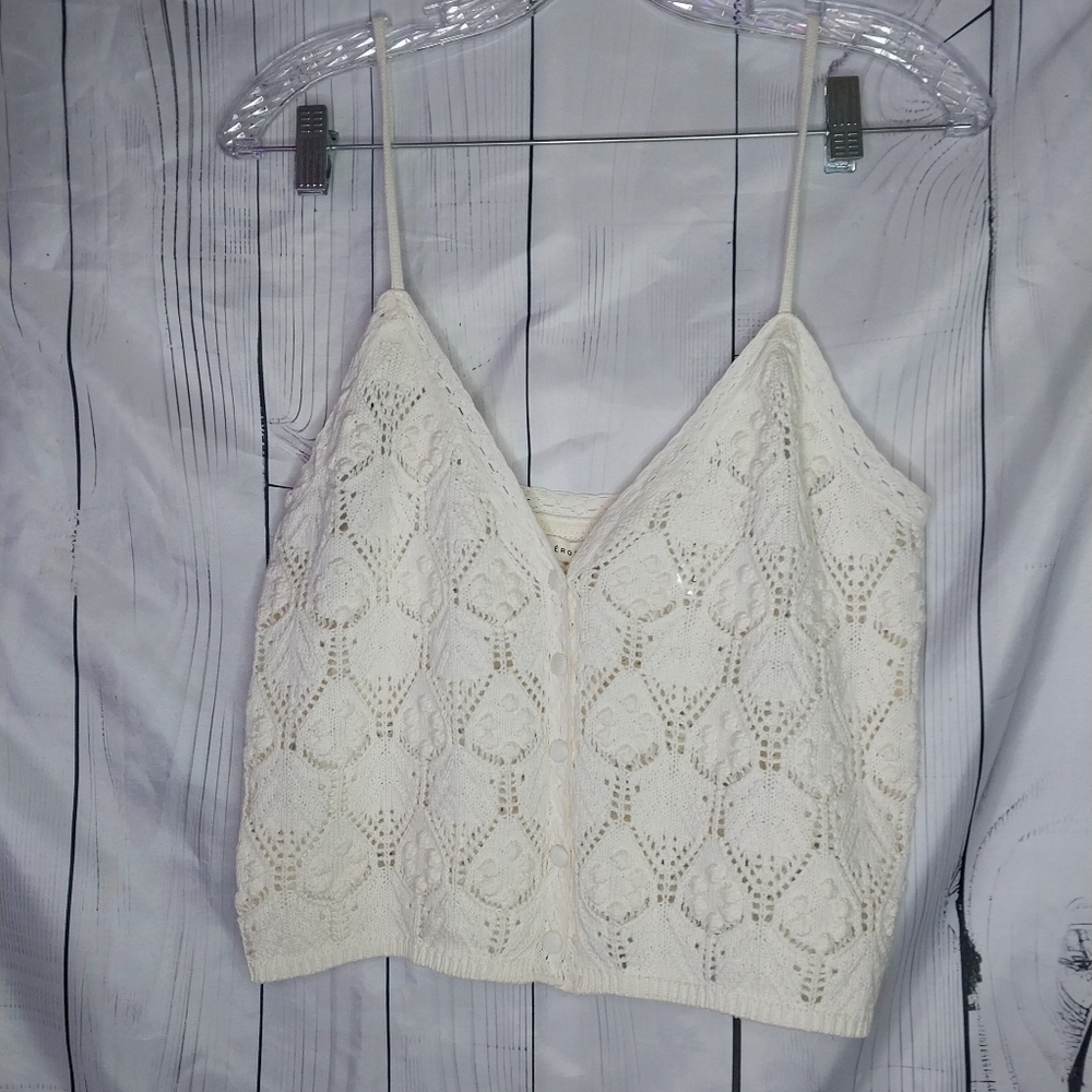 Aeropostale Cream Crochet Knit Spaghetti Strap Camisole